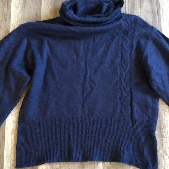 Anthropologie Sparrow Kimi Navy Blue Turtle Neck Sweater M - Picture 3 of 7